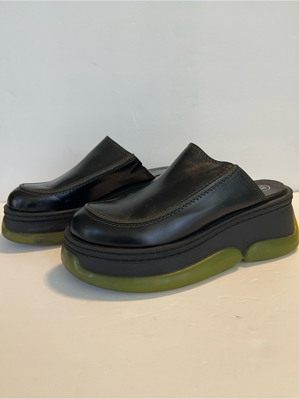 E8 By Miista Brietta Mule Black Leather Chunky Platform Sole Slip-On Size 10 - Picture 16 of 16